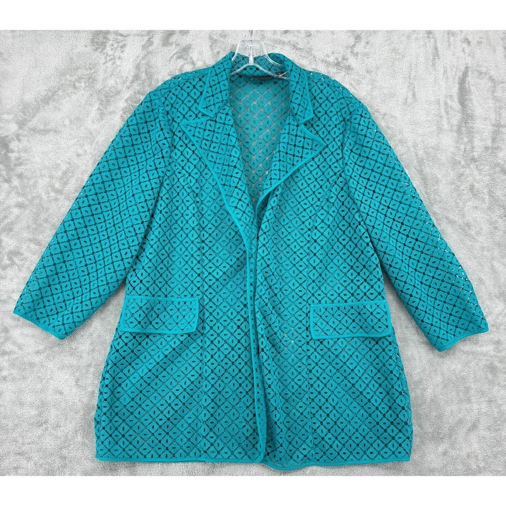 Carlisle Jacket 18 Blazer Lace Semi Sheer Snap Career Feminine Snap Pockets